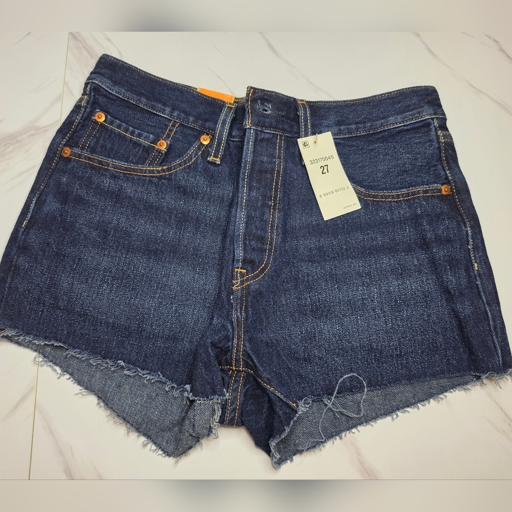 🆕️ Levi's 501 Dark Wash Denim Cutoff Jean Shorts 💕 - Picture 2 of 4